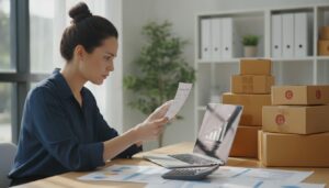 Small business shipper reviewing a rising invoice after the 2026 general rate increase from UPS and FedEx