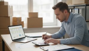 Logistics manager reviewing a shipping invoice audit to recover carrier billing errors in 2026