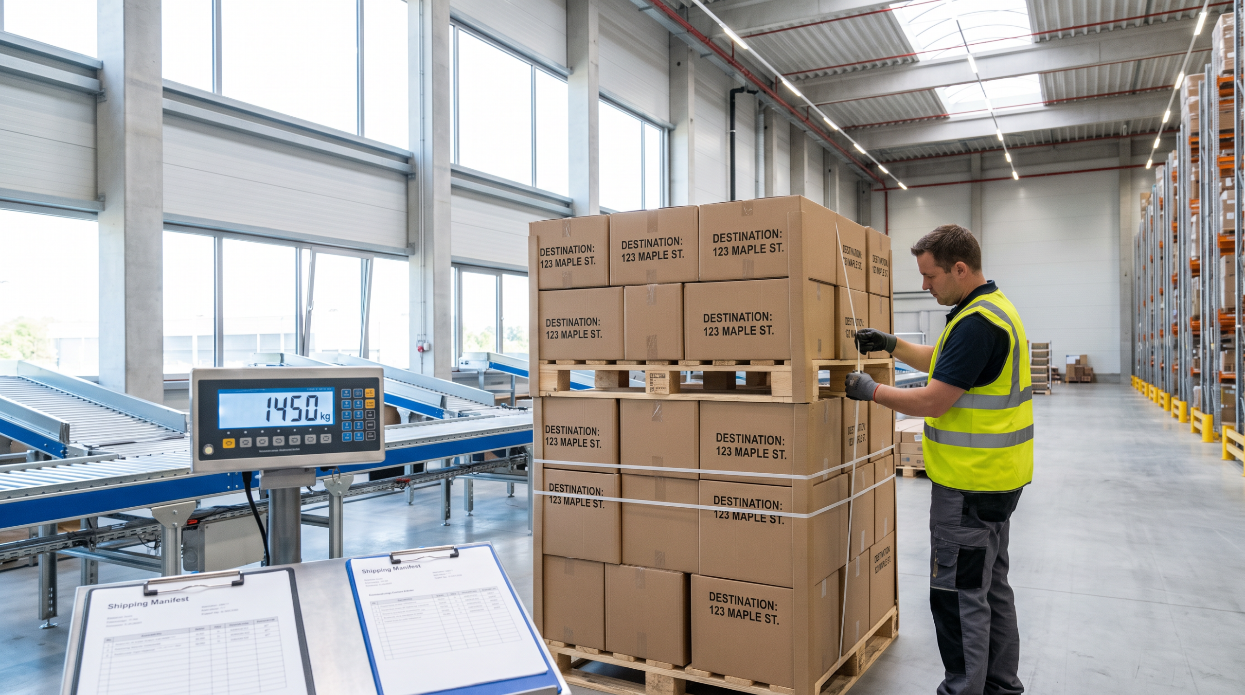 Warehouse worker consolidating multiple boxes into a one-hundredweight shipment to reduce 2026 shipping costs