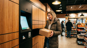Parcel lockers 2026: customer collecting a package from a self-service locker