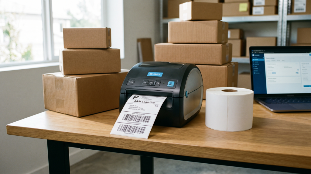 Thermal label printer cost comparison: desktop thermal printer that prints a 4x6 shipping label to accompany packages
